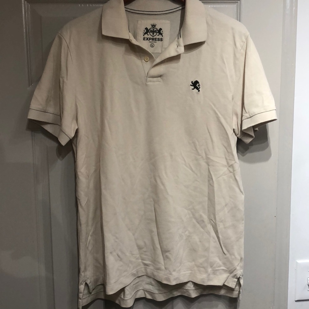 Express Men’s Tan Large Collar Casual Dress Shirt